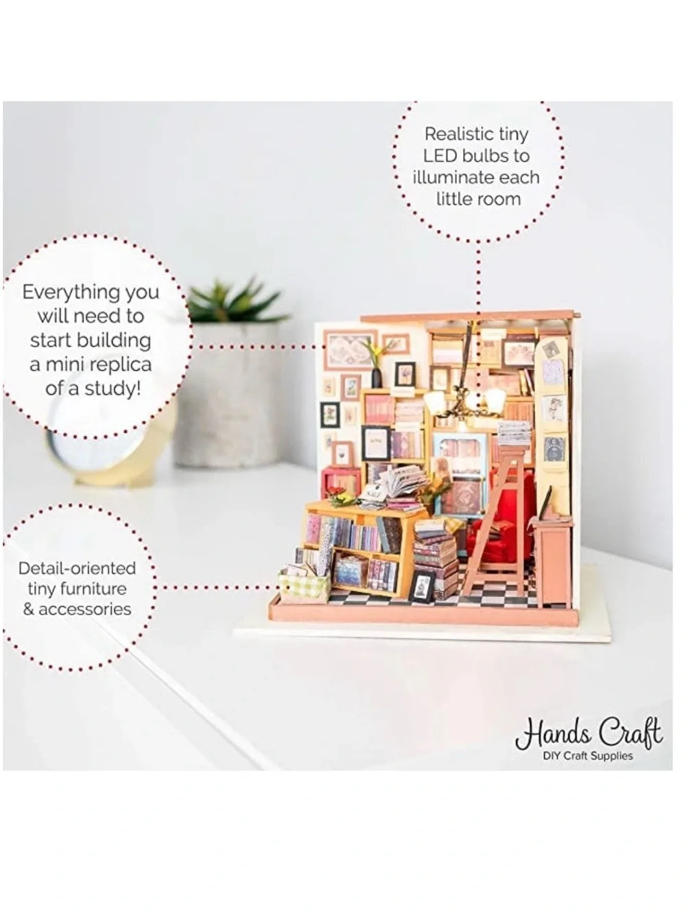 Rolife DIY Miniature House Kit - Sam’s Study (Library / Bookstore) with LED Ligh
